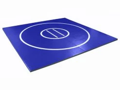AK Athletic Equipment 8' X 8' X 1 3/8" Roll-Up Wrestling Mat -Fitness Craze 10 10 blue with white circles and starting lines 339c83f6 bbe8 4f3c 98a9 c28625964e03