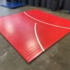 AK Athletic Equipment Clearance Wrestling Mat 12' X 12' X 1 3/8" Roll-Up Mat Red With White -Fitness Craze 12x12remnantmatredwithwhite