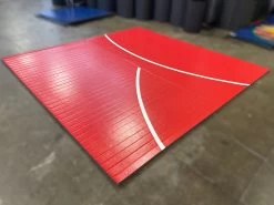 AK Athletic Equipment Clearance Wrestling Mat 12' X 12' X 1 3/8" Roll-Up Mat Red With White