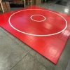 AK Athletic Equipment Clearance Wrestling 14' X 14' X 1 3/8" Roll-Up Mat Vinyl Flaw Red With White Circles -Fitness Craze 14x14redwithwhite nolines