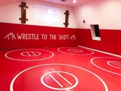 AK Athletic Equipment 20' X 20' X 1 3/8" Roll-Up Wrestling Mat With Four Practice Circles -Fitness Craze 20 x20 redwresltingmat
