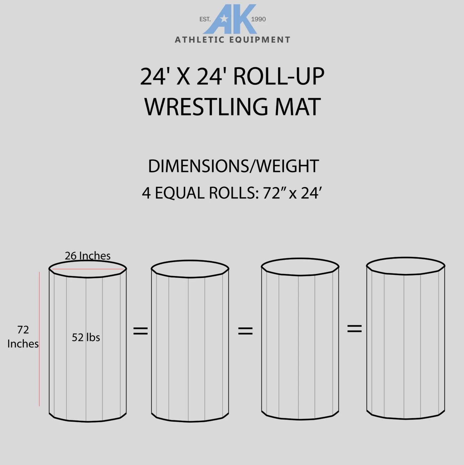 AK Athletic Equipment 24' X 24' Roll-Up Wrestling Mat 8 AK Athletic Equipment 24' X 24' Roll-Up Wrestling Mat - Image 6