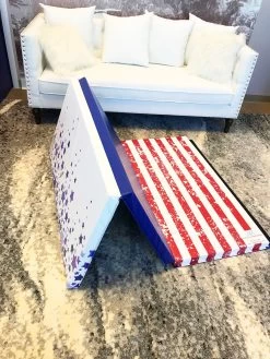 AK Athletic Equipment Clearance Red White And Blue 4' X 6' X 2" Intermediate Level Folding Gymnastics Mat