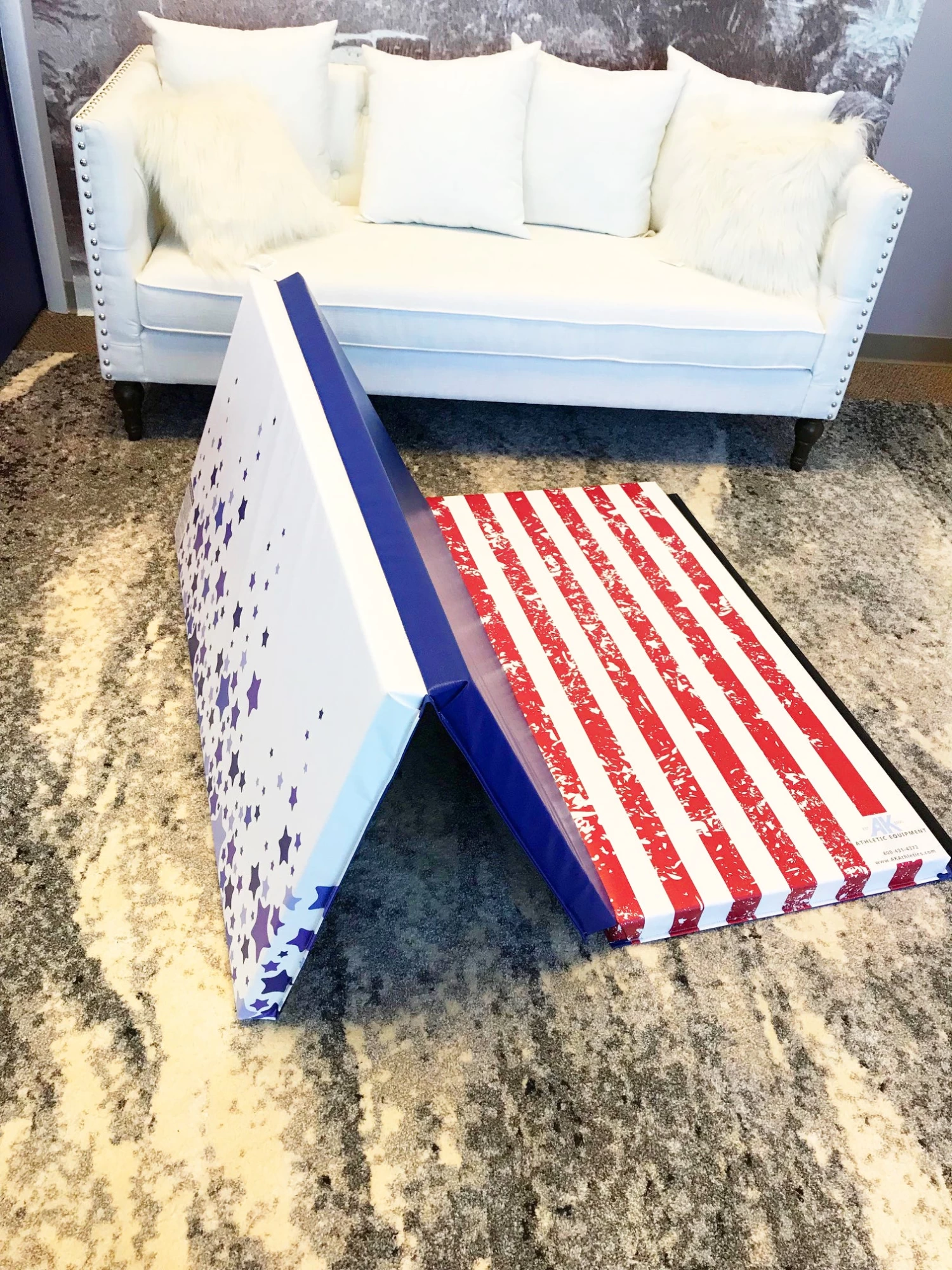 AK Athletic Equipment Clearance Red White And Blue 4' X 6' X 2" Intermediate Level Folding Gymnastics Mat 3 AK Athletic Equipment Clearance Red White And Blue 4' X 6' X 2" Intermediate Level Folding Gymnastics Mat