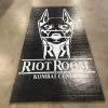 AK Athletic Equipment Clearance 5' X 10' Black Mat With Logo Error Roll-Up Mat Print Flaw 1 AK Athletic Equipment Clearance 5' X 10' Black Mat With Logo Error Roll-Up Mat Print Flaw -Fitness Craze 5x10rollupclearancelogo