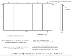 AK Athletic Equipment 6' X 12' X 2" Removable Folding Gym Wall Pad -Fitness Craze 6x12x2RemovableFoldingGymWallPads