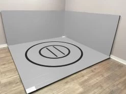 AK Athletic Equipment Instant Wrestling Room 8' X 8' Wrestling Mat And Removable Roll Up Wall Pads Package -Fitness Craze 8x8instantrollupwrestlingroom