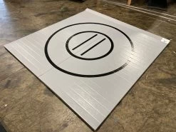 AK Athletic Equipment Clearance 95" X 95" X 1 3/8" Roll-Up Wrestling Mat Gray With Black Circles