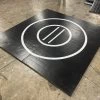 AK Athletic Equipment Clearance 93" X 92" X 1 3/8" Roll-Up Wrestling Mat Black With White Circles -Fitness Craze 93x92blackwithwhite