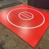 AK Athletic Equipment Clearance 118.5" X 10' X 1 3/8" Roll-Up Wrestling Mat Red With White Circles -Fitness Craze RedWhite