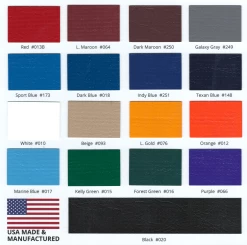 AK Athletic Equipment 14 Oz Vinyl And 18 Oz Vinyl Color Samples 3" X 7"