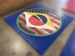 AK Athletic Equipment Clearance 8' X 8' X 1 3/8" Roll-Up Wrestling Mat Logo Flaw