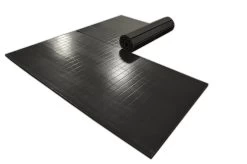 AK Athletic Equipment 10' X 10' X 1 3/8" Roll-Up Martial Arts Mat -Fitness Craze black partially rolled 2 piece martial arts mat