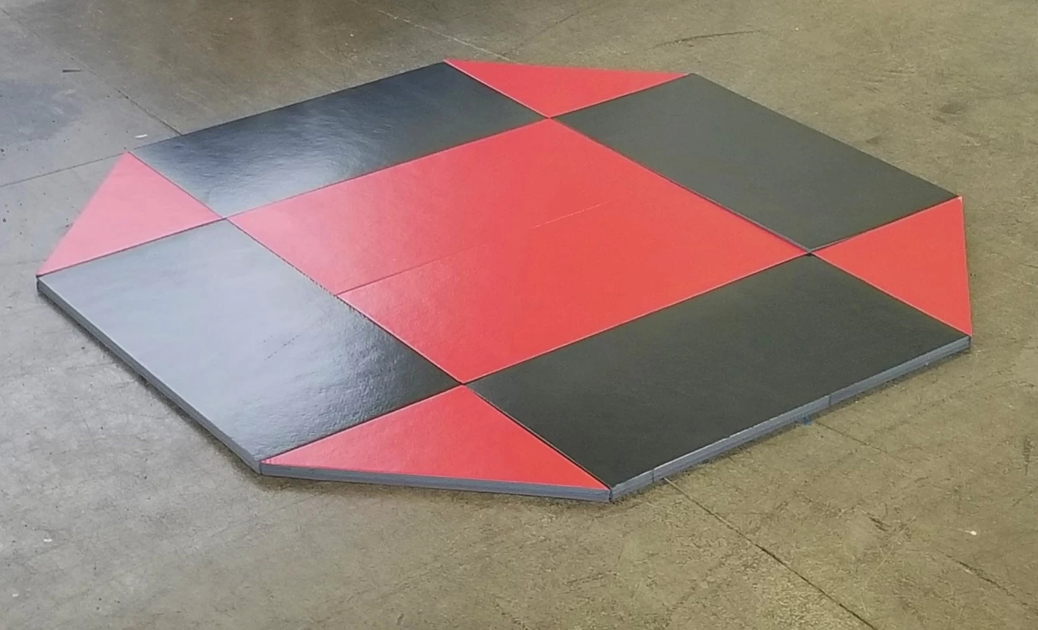 AK Athletic Equipment 8' X 8' Remnant Octagon Wrestling Mat Black And Red Vinyl 3 AK Athletic Equipment 8' X 8' Remnant Octagon Wrestling Mat Black And Red Vinyl