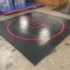 AK Athletic Equipment Clearance Wrestling Mat 12' X 12' X 1 3/8" Roll-Up Mat Black With Red Circles -Fitness Craze clearance1212matblackwithred