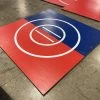 AK Athletic Equipment Clearance 8' X 8' X 1 3/8" Roll-Up Wrestling Mat Red And Blue With White Circles -Fitness Craze clearance8x8blueredwithwhite