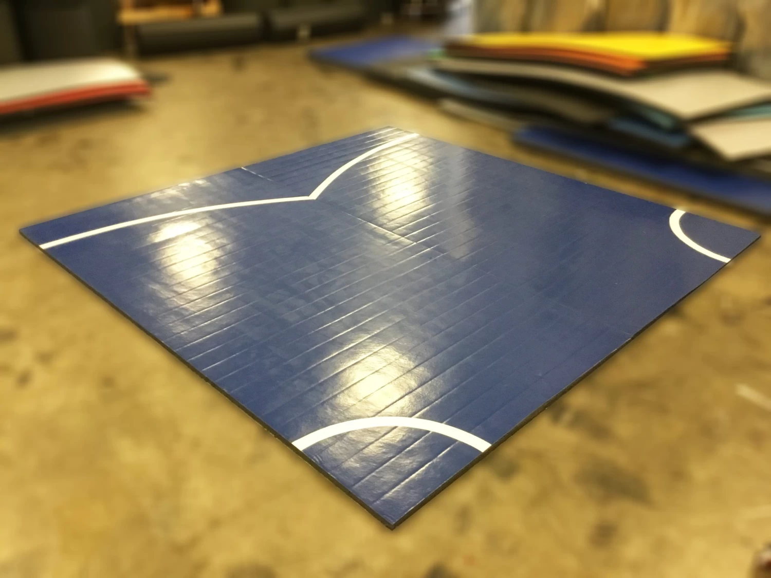 AK Athletic Equipment Clearance 10' X 10' X 1 3/8" Roll-Up Wrestling Mat Blue With White Circles 3 AK Athletic Equipment Clearance 10' X 10' X 1 3/8" Roll-Up Wrestling Mat Blue With White Circles