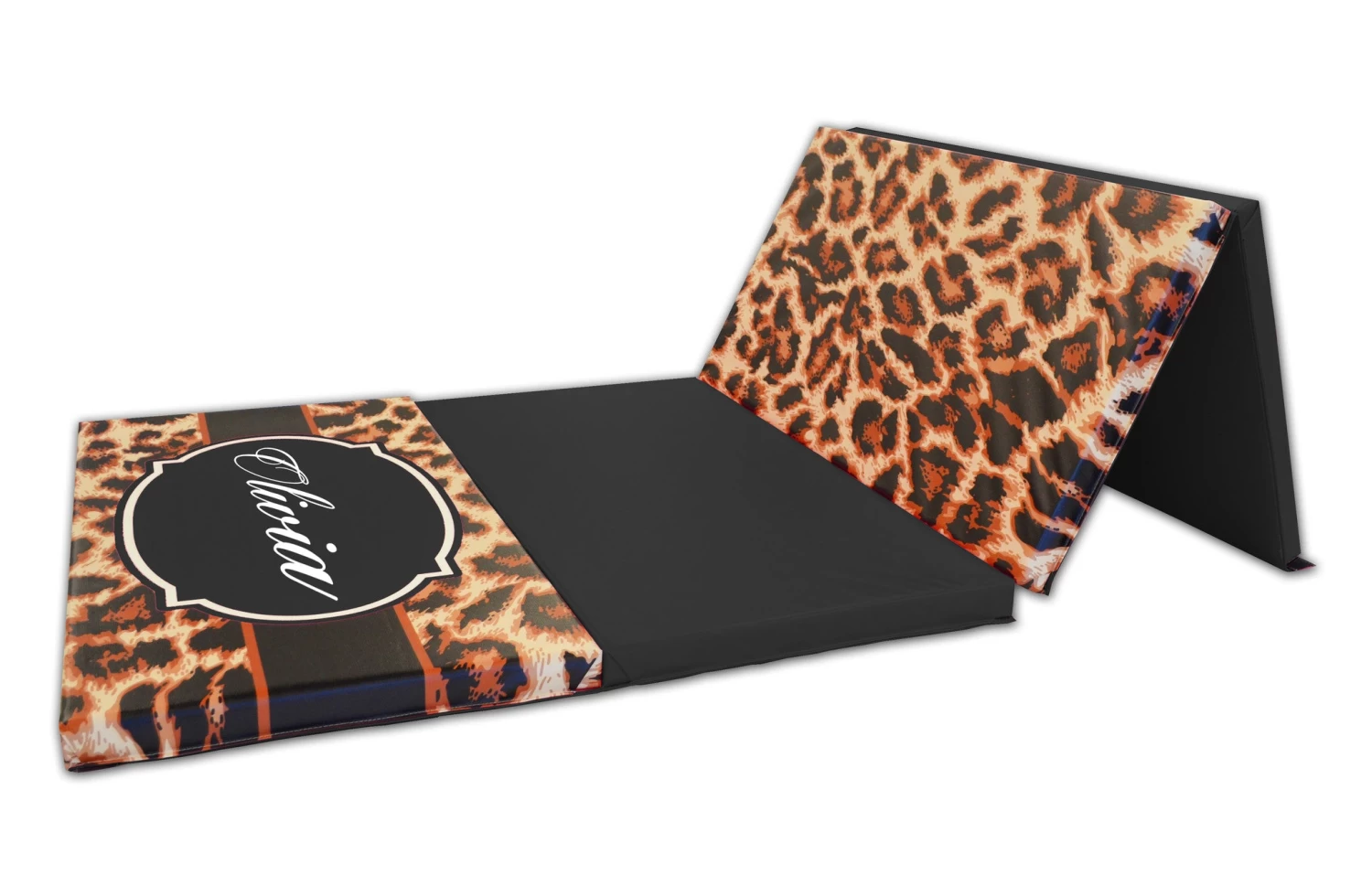 AK Athletic Equipment Leopard Print Monogram 4' X 8' Folding Gymnastics Mat 3 AK Athletic Equipment Leopard Print Monogram 4' X 8' Folding Gymnastics Mat
