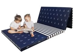 AK Athletic Equipment Limited Edition! Navy And White Nautical 4' X 8' X 2" Intermediate Level Folding Gymnastics Mat