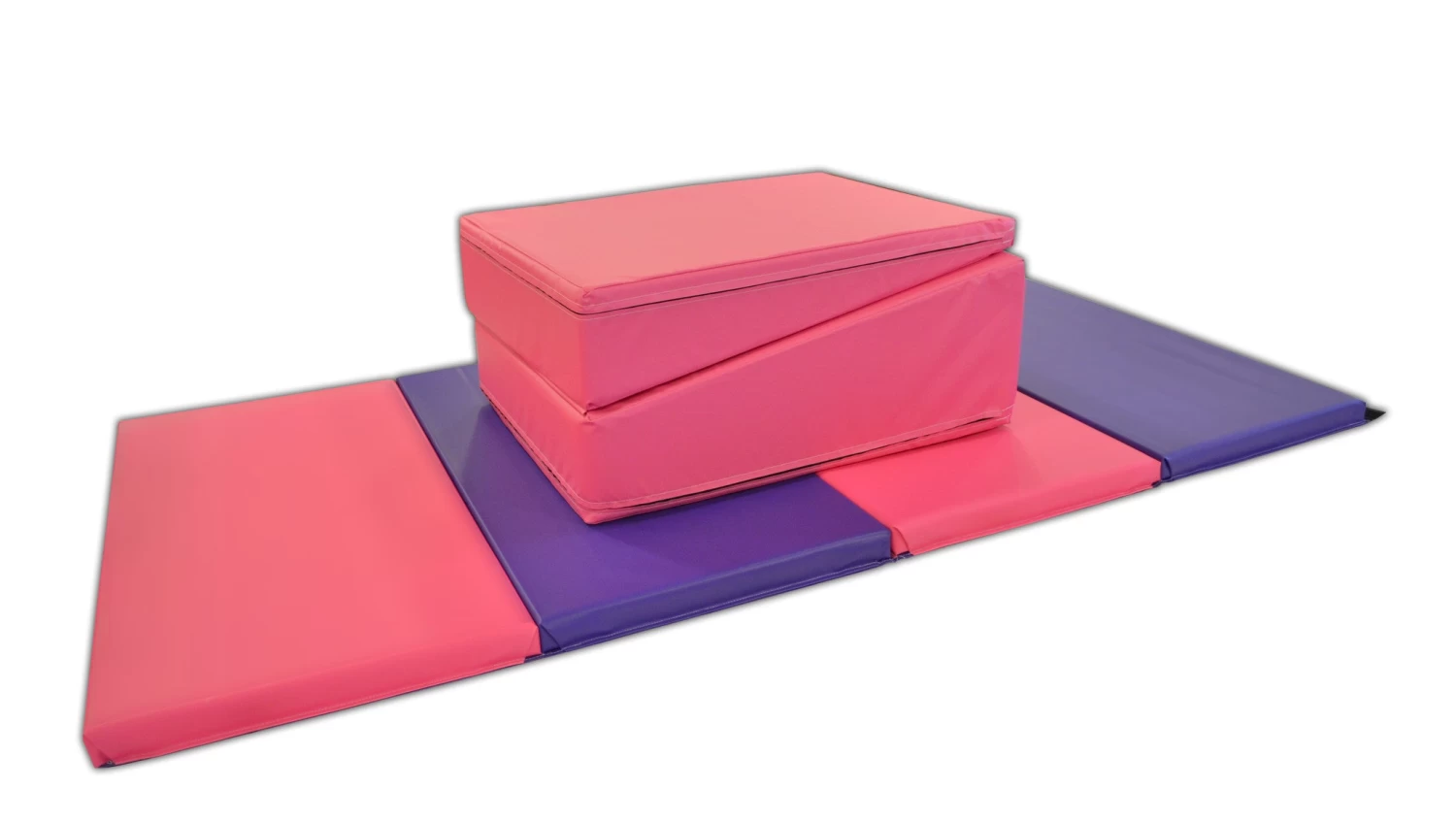 AK Athletic Equipment 4' X 8' X 2" Pink Purple Gymnastics Folding Mat And Pink Incline Combo 3 AK Athletic Equipment 4' X 8' X 2" Pink Purple Gymnastics Folding Mat And Pink Incline Combo
