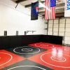 AK Athletic Equipment Black And Red 8 Section 20' X 20' X 1 3/8" Roll-Up Wrestling Mat With Four Practice Circles -Fitness Craze wrestlingmatsinwrestlingroom